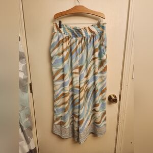 Rose & Olive Palazzo Pants green blue and cream prints size 1x (14-16)